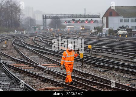 Photographs on the platforms at Bristol Temple Meads Station. Stock Photo