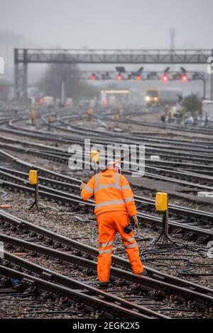 Photographs on the platforms at Bristol Temple Meads Station. Stock Photo