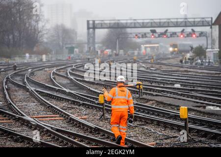 Photographs on the platforms at Bristol Temple Meads Station. Stock Photo