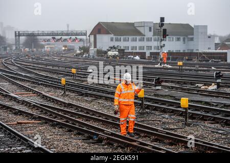 Photographs on the platforms at Bristol Temple Meads Station. Stock Photo