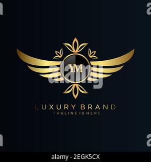 YM Letter Initial with Royal Template.elegant with crown logo vector, Creative Lettering Logo Vector Illustration Art. Stock Vector