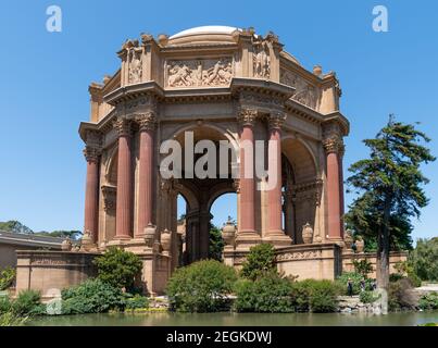 San Francisco, California, USA - August 2019: People visiting the Palace of Fine Arts, a monumental structure constructed for the 1915 Expo Stock Photo