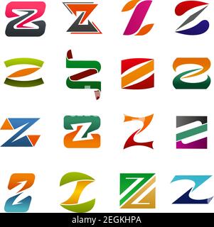 Colorful icons for business. Set of icons on white background. Collection of abstract symbols looks like letter Z. Usable business sign set. Template Stock Vector