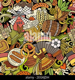 Cartoon doodles Germany seamless pattern. Stock Vector