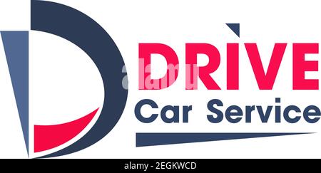 Blue and red colors logo for car service business. Abstract vector logo design for car repair or wash service. Creative sign drive concept. Emblem for Stock Vector