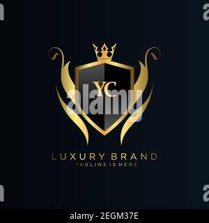 YC Letter Initial with Royal Template.elegant with crown logo vector, Creative Lettering Logo Vector Illustration Art. Stock Vector