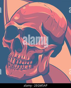 vector illustration of human skull in colored background Stock Vector