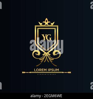 YG Letter Initial with Royal Template.elegant with crown logo vector, Creative Lettering Logo Vector Illustration Art. Stock Vector