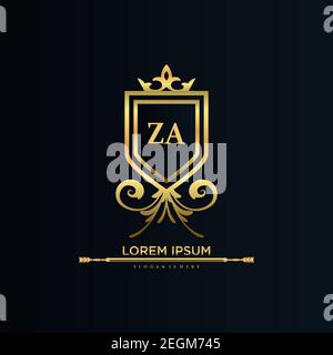 ZA Letter Initial with Royal Template.elegant with crown logo vector, Creative Lettering Logo Vector Illustration Art. Stock Vector