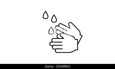 Washing Hands Icon. Black and White Vector Illustration of Washing Hands Stock Vector