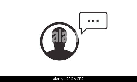 User Talking Black and White Icon. Vector Isolated. Vector Isolated Illustration of a User Stock Vector
