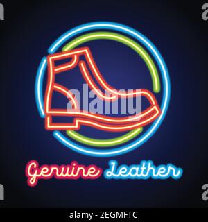 genuine leather neon sign for genuine leather leather store plank ...