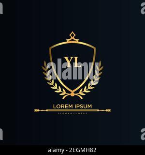 YL Letter Initial with Royal Template.elegant with crown logo vector, Creative Lettering Logo Vector Illustration Art. Stock Vector