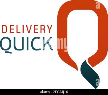 Logo for shipping company. Quick delivery service sign. Delivery icon in orange and gray colors. Vector logo symbol of fast delivery isolated on white Stock Vector