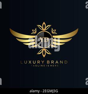 YD Letter Initial with Royal Template.elegant with crown logo vector, Creative Lettering Logo Vector Illustration Art. Stock Vector