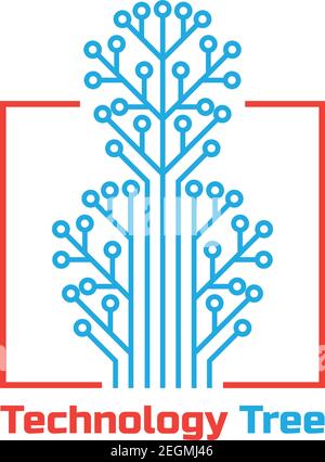 technology tree logo on white background. vector illustration Stock Vector