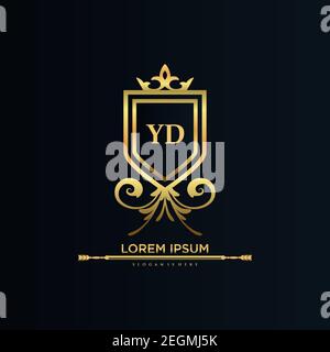 YD Letter Initial with Royal Template.elegant with crown logo vector, Creative Lettering Logo Vector Illustration Art. Stock Vector