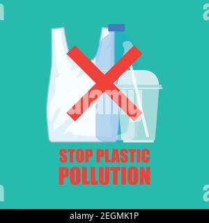 say no to plastic concept for better future. vector illustration Stock Vector