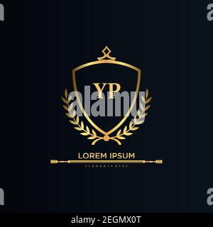 YP Letter Initial with Royal Template.elegant with crown logo vector, Creative Lettering Logo Vector Illustration Art. Stock Vector