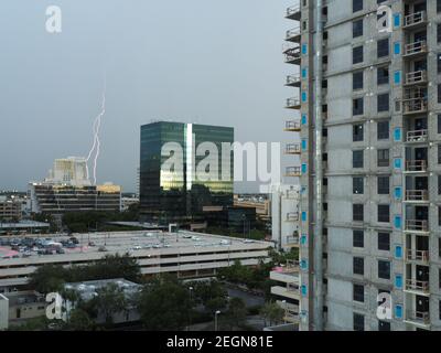 Downtown Fort Lauderdale storm and lightning during rainy season Stock Photo