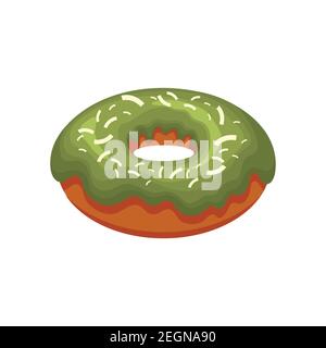 Donut with frosting, sweetness icon, vector illustration on white isolated background. Stock Vector