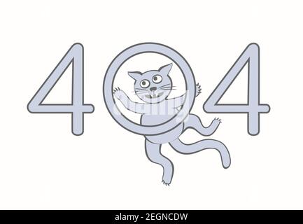 Funny cat with puzzled muzzle falling off figure zero. Stock Vector