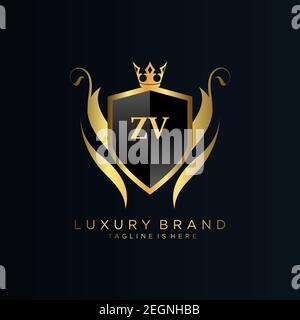 ZV Letter Initial with Royal Template.elegant with crown logo vector, Creative Lettering Logo Vector Illustration Art. Stock Vector