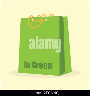 go green shopping bag isolated on white background Stock Vector