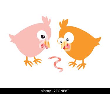 A sweet Easter chicken sits in anticipation of Easter. Vector illustration isolated on white background. Stock Vector