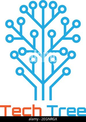 technology tree logo on white background. vector illustration Stock Vector