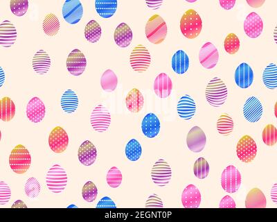 Easter eggs seamless pattern. Easter eggs with gradient and pattern. Festive background for banners, printing on paper, wrapper. Vector illustration Stock Vector