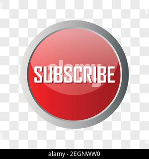 subscribe now button for social media or business concept on transparent background. vector illustration Stock Vector