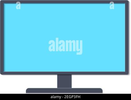 Monitor template in trandy paper cut style. Electronic device whith blue screen. Vector card illustration in papercutting art style. Stock Vector