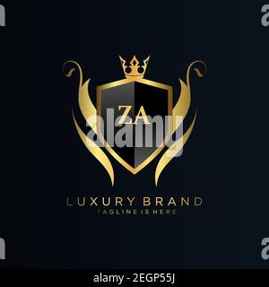 ZA Letter Initial with Royal Template.elegant with crown logo vector, Creative Lettering Logo Vector Illustration Art. Stock Vector