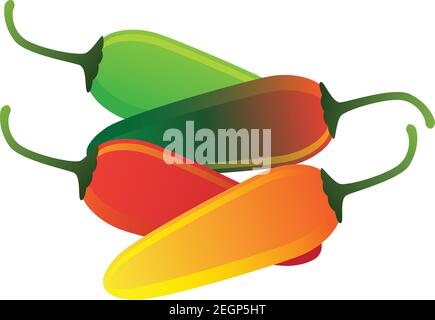 raw green, red, yellow jalapeno pepper. vector illustration Stock Vector