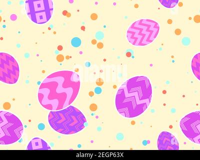 Easter eggs seamless pattern. Happy Easter background. Multi colored Easter eggs with a pattern. Festive background for banners, printing on paper, wr Stock Vector