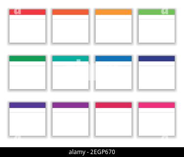 Post to notes stickers isolated on white background. Vector colored paper, scrapbook with template shadow. Stock Vector