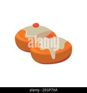 Easter cake traditional sweet doughnut food. Donut with cherry jam easter cake holiday dessert homemade icing biscuit. Traditional baked easter cake o Stock Vector