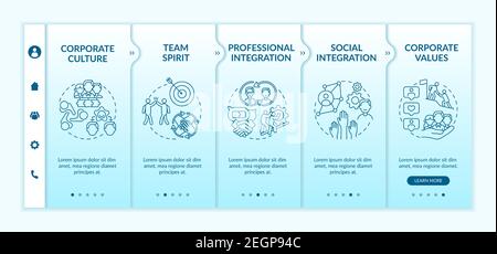Professional and social integration onboarding vector template Stock Vector