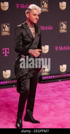 Miami, United States. 18th Feb, 2021. Dalex walks the red carpet at the 33 edition of Univision 2021 Premio Lo Nuestro award show at the American Airlines Arena in Miami, Florida, Thursday, February 18, 2021. Photo by Gary I Rothstein/UPI Credit: UPI/Alamy Live News Stock Photo