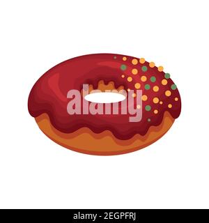 Donut with frosting, sweetness icon, vector illustration on white isolated background. Stock Vector