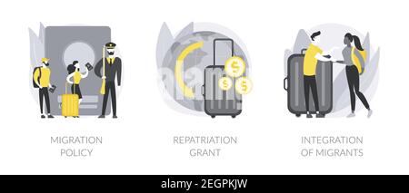 Peoples resettling abstract concept vector illustrations. Stock Vector