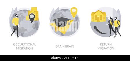Emigration of trained workers abstract concept vector illustrations. Stock Vector