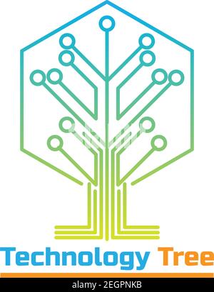 technology tree logo on white background. vector illustration Stock Vector
