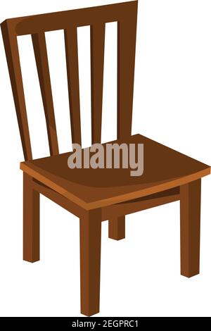 Brown Wooden Chair stock illustration isolated in white background Stock Vector