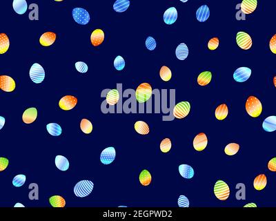 Easter eggs seamless pattern. Easter eggs with gradient and pattern. Festive background for banners, printing on paper, wrapper. Vector illustration Stock Vector