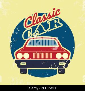 vintage car emblem logo isolated on white background. vector illustration Stock Vector
