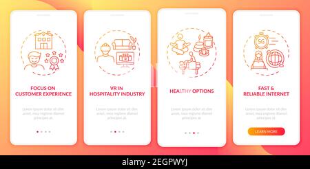 Business travel trends onboarding mobile app page screen with concepts Stock Vector