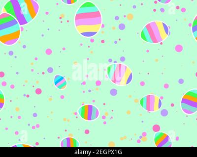 Easter eggs seamless pattern. Easter eggs with colorful stripes. Festive background for banners, printing on paper, wrapper. Vector illustration Stock Vector