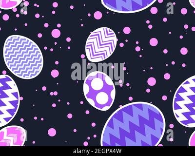 Easter eggs seamless pattern. Happy Easter background. Multi colored Easter eggs with a pattern. Festive background for banners, printing on paper, wr Stock Vector